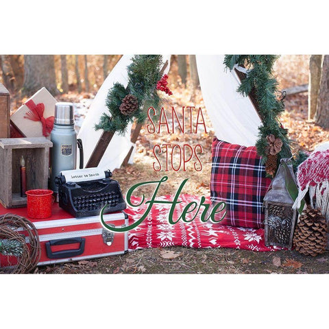 Santa Stop Here White Modern Wood Framed Art Print by Poynter, Kelly