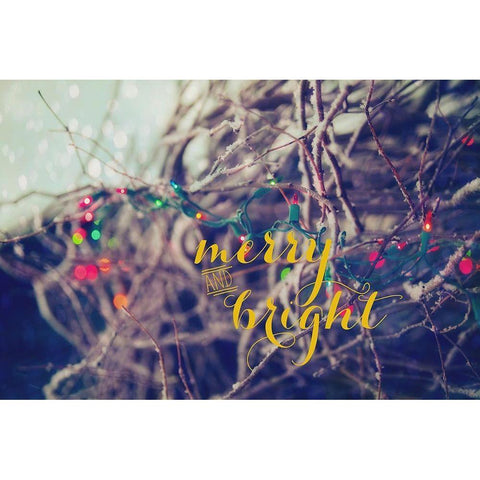 Merry and Bright Black Modern Wood Framed Art Print by Poynter, Kelly