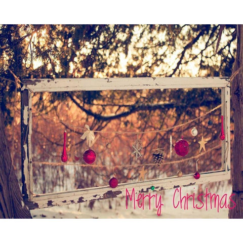 Merry Christmas Ornaments Black Modern Wood Framed Art Print by Poynter, Kelly