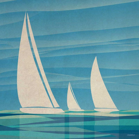 Water Journey I White Modern Wood Framed Art Print by Meneely, Dan