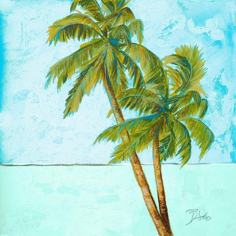 Beach Palm Blue I Black Modern Wood Framed Art Print with Double Matting by Pinto, Patricia