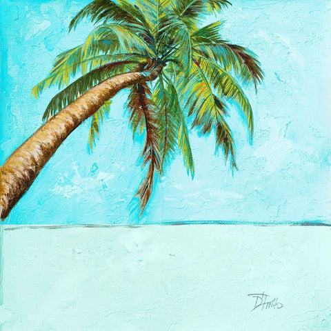 Beach Palm Blue II White Modern Wood Framed Art Print with Double Matting by Pinto, Patricia