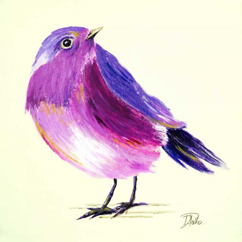 Purple Bird I White Modern Wood Framed Art Print by Pinto, Patricia