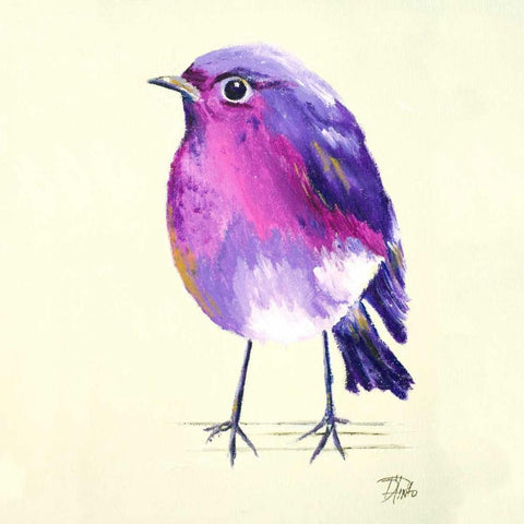 Purple Bird II Black Modern Wood Framed Art Print with Double Matting by Pinto, Patricia