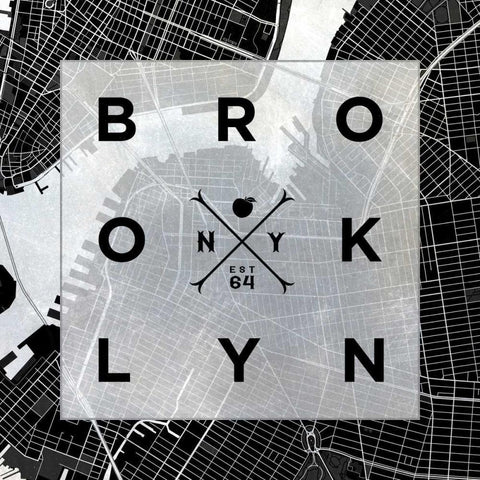 Brooklyn Square BW White Modern Wood Framed Art Print by SD Graphics Studio