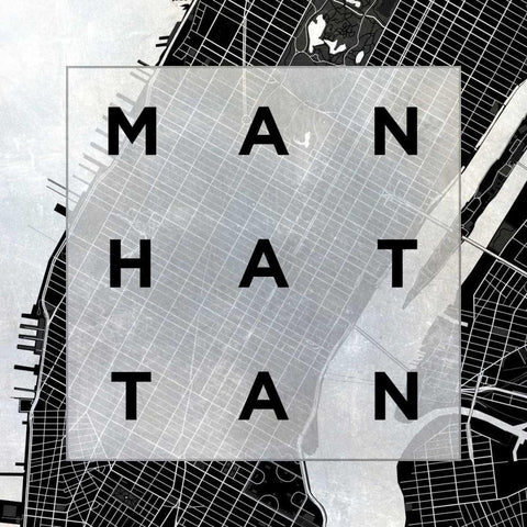 Manhattan Square BW White Modern Wood Framed Art Print with Double Matting by SD Graphics Studio