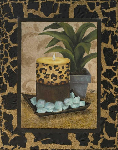 Golden Jungle Bath I Black Ornate Wood Framed Art Print with Double Matting by Hakimipour, Tiffany