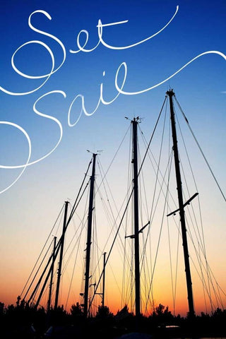 Set Sail Black Ornate Wood Framed Art Print with Double Matting by Bryant, Susan