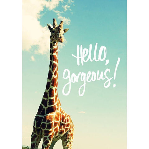 Hello Gorgeous Giraffe White Modern Wood Framed Art Print by Bryant, Susan