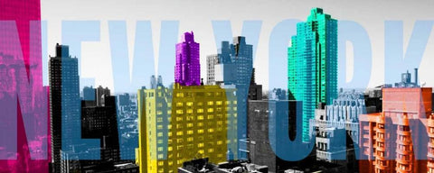 Neon NYC Black Ornate Wood Framed Art Print with Double Matting by Bryant, Susan