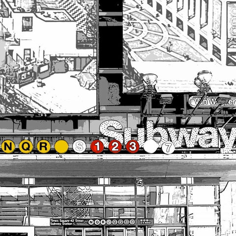 Subway Square Black Modern Wood Framed Art Print by Bryant, Susan