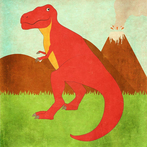 Dinosaur Land I Black Modern Wood Framed Art Print by SD Graphics Studio