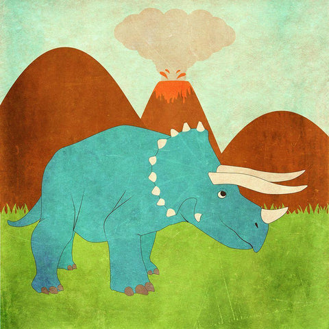 Dinosaur Land II Black Modern Wood Framed Art Print by SD Graphics Studio
