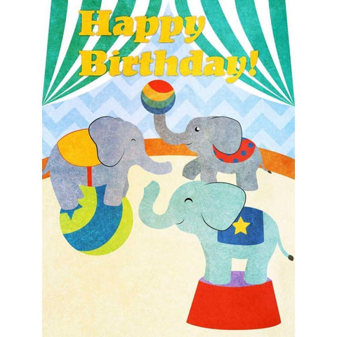 Elephants and Seals Birthday I Black Modern Wood Framed Art Print by SD Graphics Studio