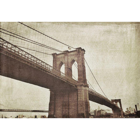 Bridge of Brooklyn Sepia I Black Modern Wood Framed Art Print with Double Matting by Acosta