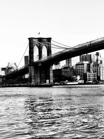 Bridge of Brooklyn BW II White Modern Wood Framed Art Print with Double Matting by Acosta