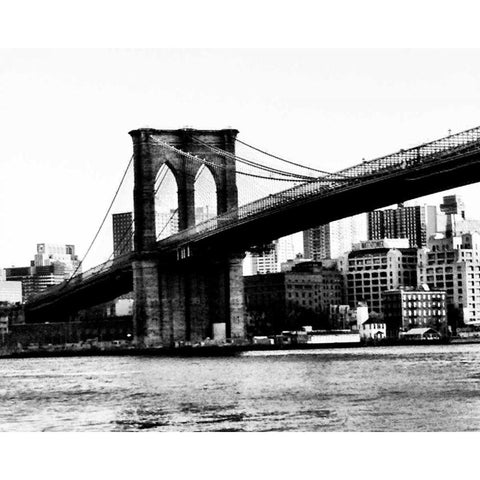 Bridge of Brooklyn BW Black Modern Wood Framed Art Print with Double Matting by Acosta