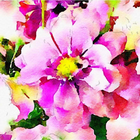 Magical Garden Floral Square White Modern Wood Framed Art Print by Acosta