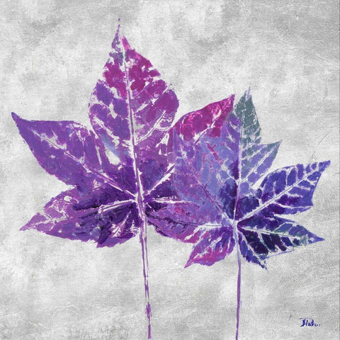 The Purple Leaves on Silver I Gold Ornate Wood Framed Art Print with Double Matting by Pinto, Patricia