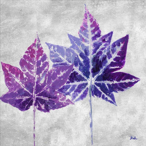 The Purple Leaves on Silver II White Modern Wood Framed Art Print by Pinto, Patricia