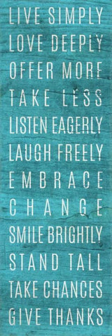 Live Simply Teal Black Ornate Wood Framed Art Print with Double Matting by SD Graphics Studio