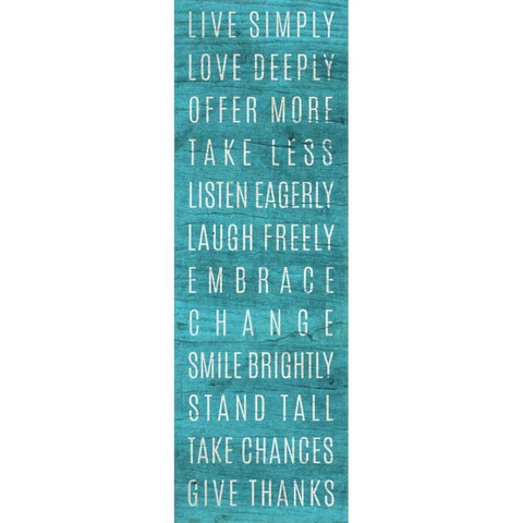 Live Simply Teal White Modern Wood Framed Art Print by SD Graphics Studio