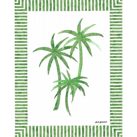 Green Palms III White Modern Wood Framed Art Print by Biscardi, Nicholas