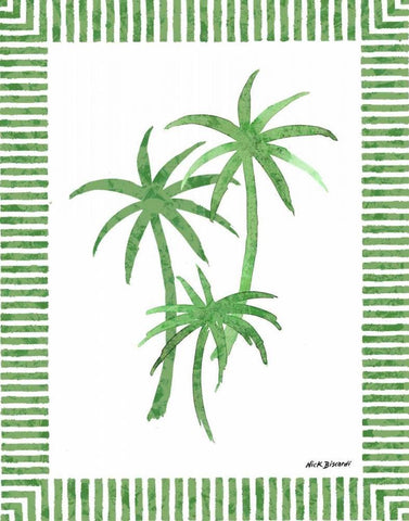 Green Palms III White Modern Wood Framed Art Print with Double Matting by Biscardi, Nicholas