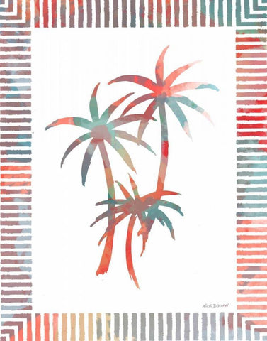 Watercolor Palms III White Modern Wood Framed Art Print with Double Matting by Biscardi, Nicholas