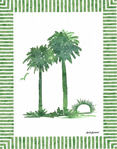 Green Palms IV Black Ornate Wood Framed Art Print with Double Matting by Biscardi, Nicholas