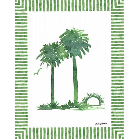 Green Palms IV Black Modern Wood Framed Art Print with Double Matting by Biscardi, Nicholas