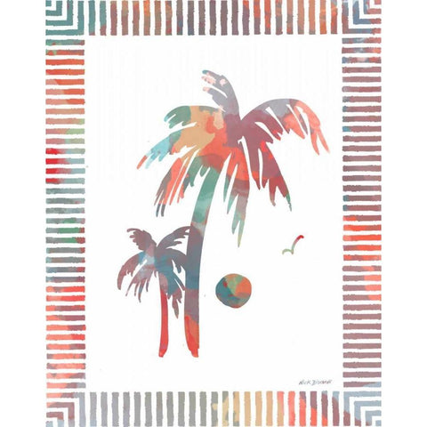 Watercolor Palms II Black Modern Wood Framed Art Print by Biscardi, Nicholas