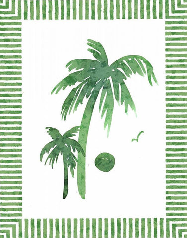 Green Palms II White Modern Wood Framed Art Print with Double Matting by Biscardi, Nicholas