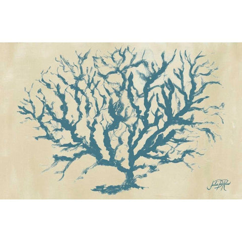 Blue Coral Rectangle I White Modern Wood Framed Art Print by DeRice, Julie