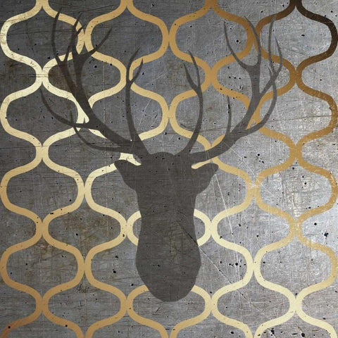 Metallic Deer Nature Gold Ornate Wood Framed Art Print with Double Matting by Metz, Andi