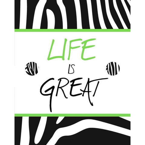 Green Zebra Sayings II Black Modern Wood Framed Art Print by SD Graphics Studio
