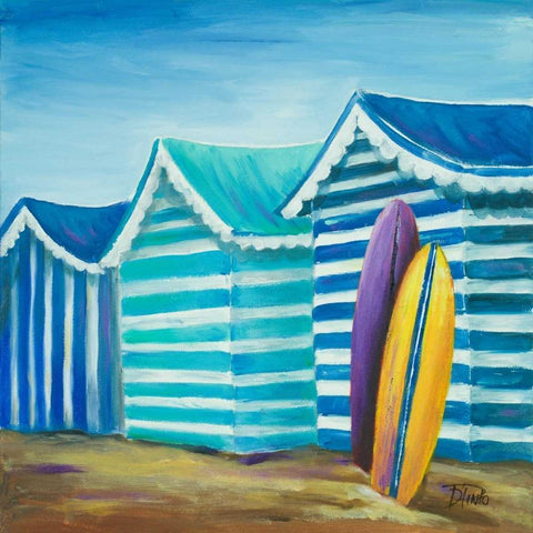 Beach Cabana I Black Modern Wood Framed Art Print with Double Matting by Pinto, Patricia