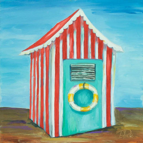 Summer Beach Cabana II White Modern Wood Framed Art Print with Double Matting by Pinto, Patricia