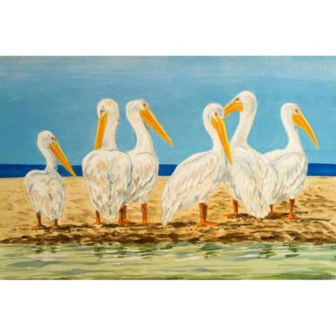 Coastal Flock II White Modern Wood Framed Art Print by Baliko, Linda