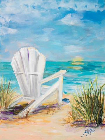 Relax in the Beach Breeze White Modern Wood Framed Art Print with Double Matting by DeRice, Julie