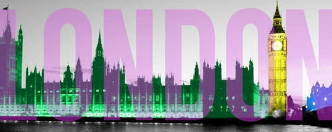 Night Neon London Black Ornate Wood Framed Art Print with Double Matting by Peck, Gail