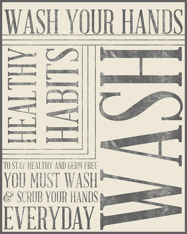 Bath Reminders in Gray III White Modern Wood Framed Art Print with Double Matting by SD Graphics Studio