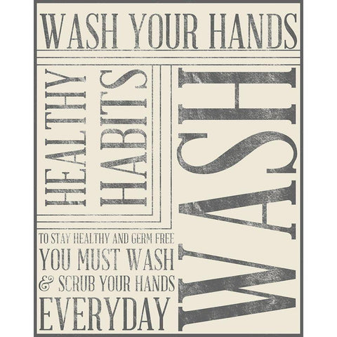 Bath Reminders in Gray III White Modern Wood Framed Art Print by SD Graphics Studio