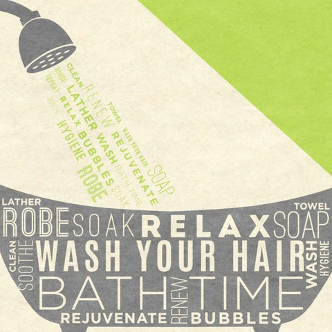 Lime Bath Time I Black Modern Wood Framed Art Print with Double Matting by SD Graphics Studio