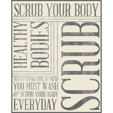 Bath Reminders in Gray II White Modern Wood Framed Art Print by SD Graphics Studio