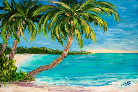 Palm Cove White Modern Wood Framed Art Print with Double Matting by DeRice, Julie