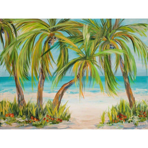 Palm Life Black Modern Wood Framed Art Print with Double Matting by DeRice, Julie