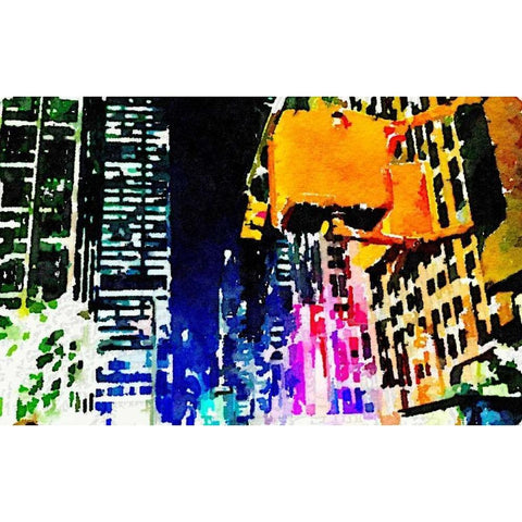 City Lights Black Modern Wood Framed Art Print with Double Matting by Acosta