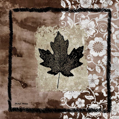 Leaf Imprint II Black Modern Wood Framed Art Print with Double Matting by Marcon, Michael