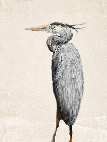 Grey Heron I Black Ornate Wood Framed Art Print with Double Matting by Johnson, Walt